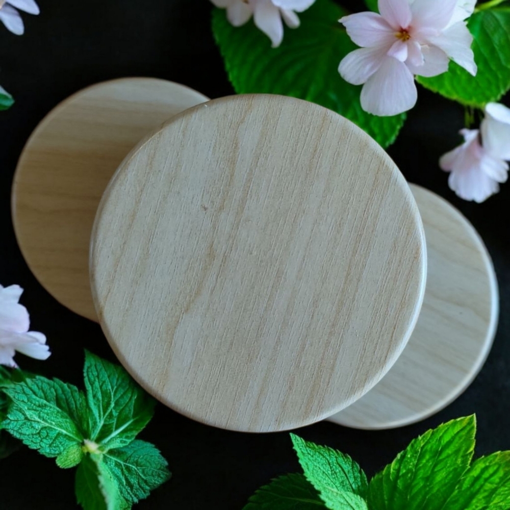 HP๐ 3 Anna's Creations Candles Peppermint/Fresh Scent Black Tins Wood Look Lids - Picture 3 of 5